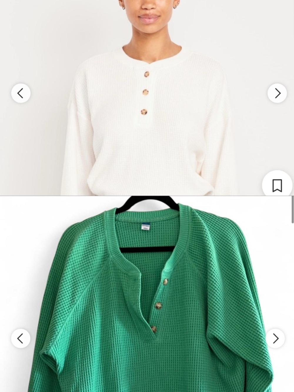 Bundle of Women’s Waffle-Knit Henley Sweater - Green (Buttons)